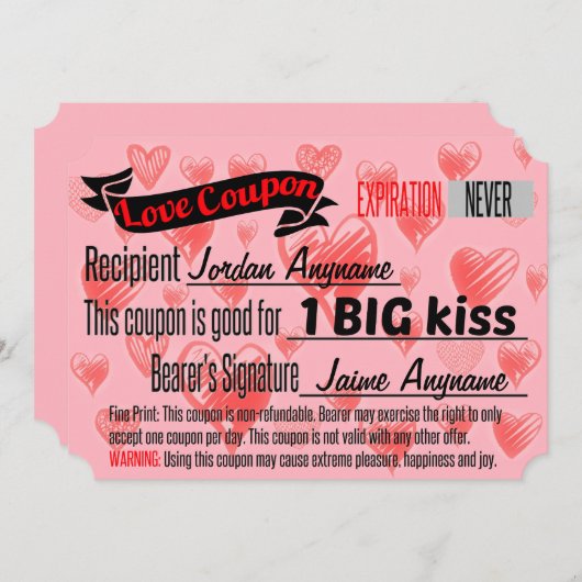 BIG KISS Love Coupon (Front/Back)