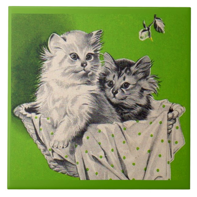 big kitten little kitten ceramic tile (Front)