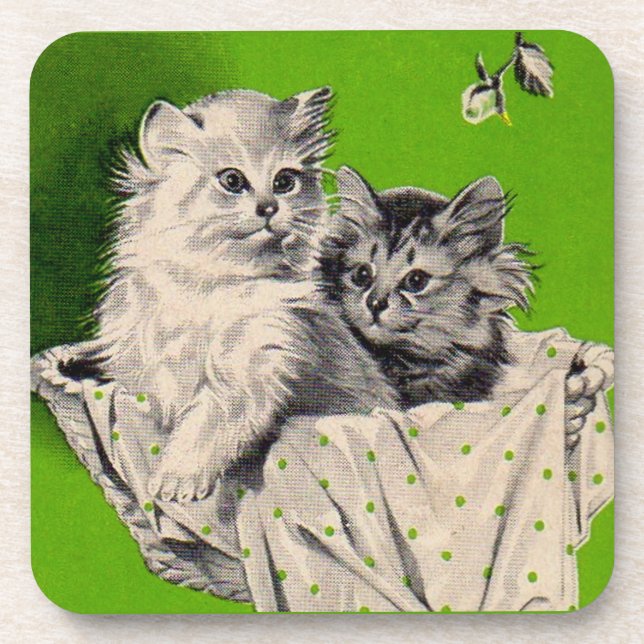 big kitten little kitten drink coaster (Front)