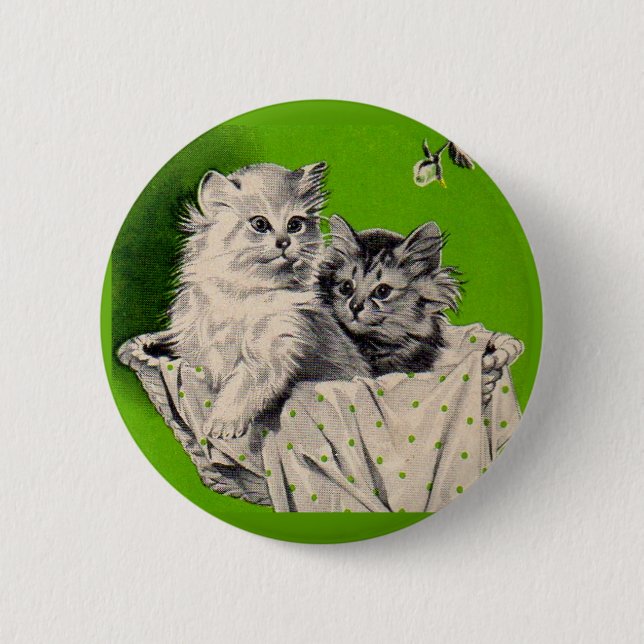 big kitten little kitten pinback button (Front)