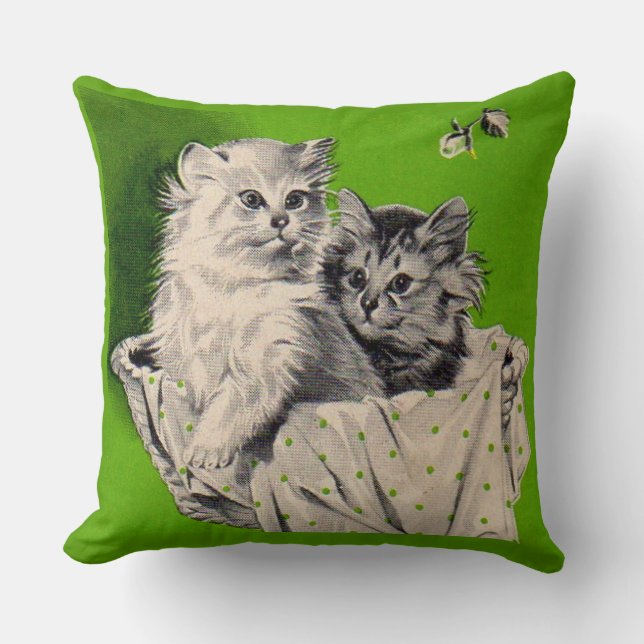 big kitten little kitten throw pillow (Front)