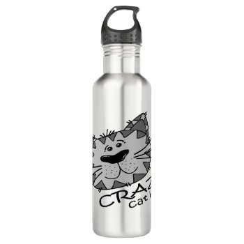 Big Kitty Face Crazy Cat Lady Water Bottle by NetSpeak at Zazzle