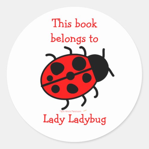 Big Ladybug Cute Bookplate Label Stickers for Kids