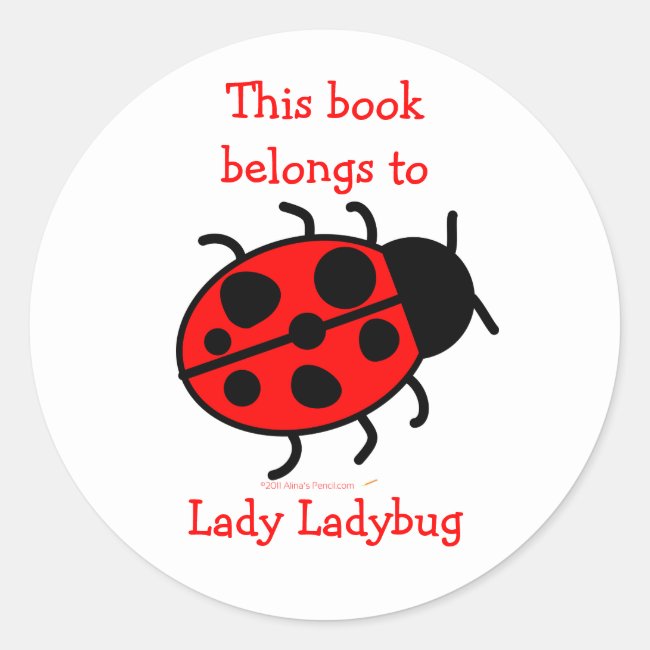 Big Ladybug Cute Bookplate Label Stickers for Kids