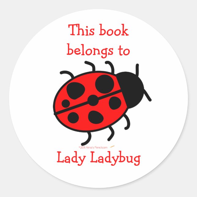 Big Ladybug Cute Bookplate Label Stickers for Kids (Front)