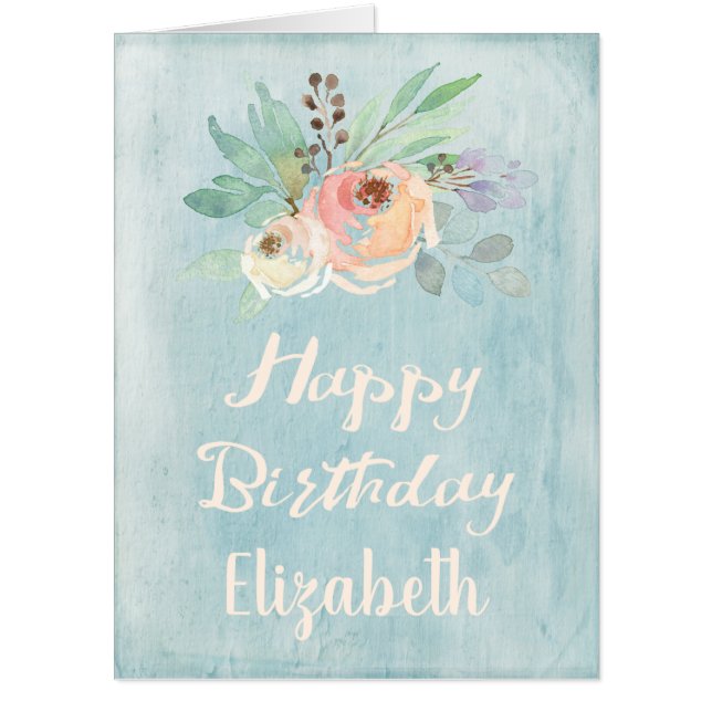 Big Large Happy Birthday Card Flower Floral (Front)
