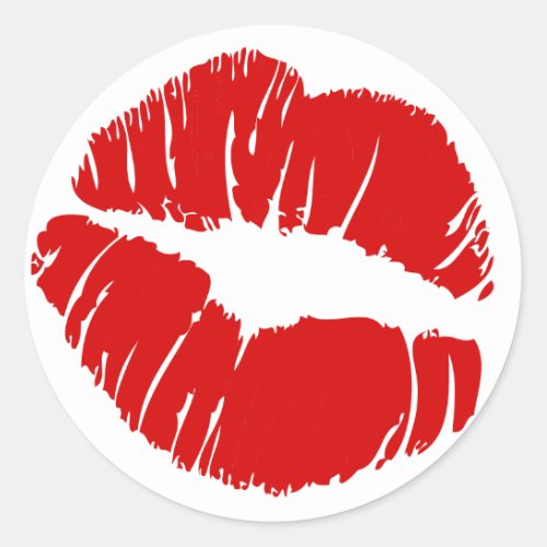 Big large lips kiss giant lips huge kissing mouth classic round sticker