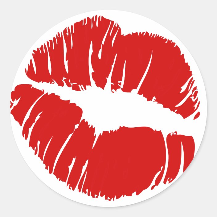 Big Large Lips Kiss Giant Lips Huge Kissing Mouth Classic Round Sticker Zazzle Com
