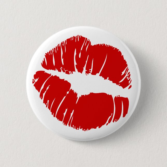 Big large lips kiss giant lips huge kissing mouth pinback button (Front)