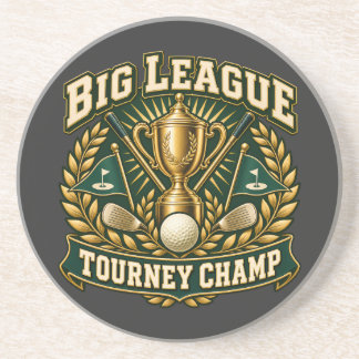 Big League Tourney Champ Gold Trophy Sandstone Coaster