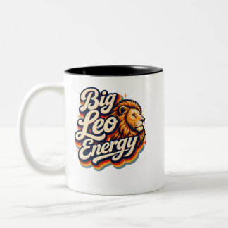 Big Leo Energy Lion Portrait Zodiac Birthday Two-Tone Coffee Mug