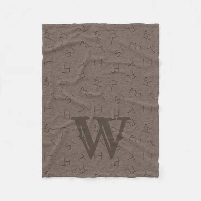 Big Letter Cattle Brand Brown Fleece Blanket (Front)