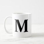 Big Letter Monogram Modern Minimal Black White Coffee Mug at Zazzle
