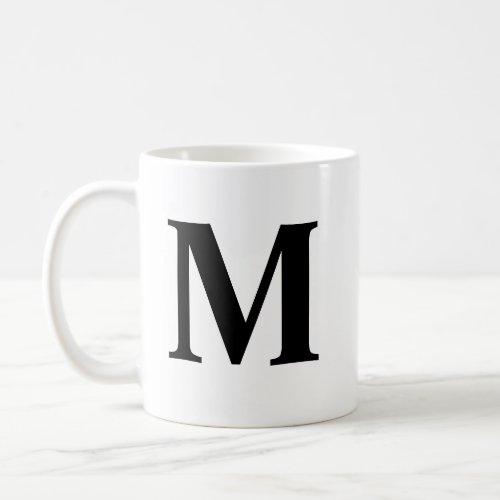 Big Letter Monogram Modern Minimal Black White Coffee Mug