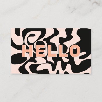 Big Letters Hello Modern Black And Pastel Pink Business Card by TabbyGun at Zazzle
