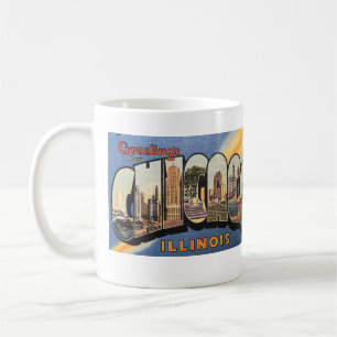 Big Letters Vintage Chicago Postcard Coffee Mug