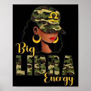 Big Libra Energy Camouflage Black Woman Cap Zodiac Poster