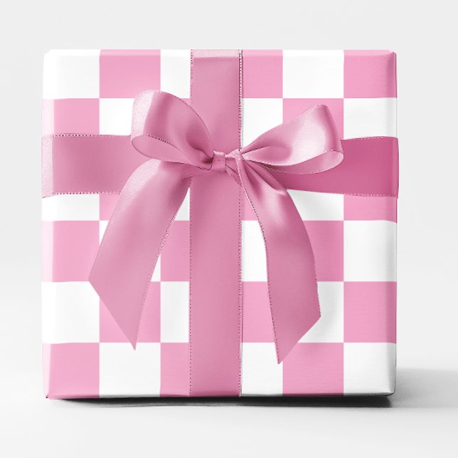 Big Light Pink and White Checkered Wrapping Paper (Big Light Pink and White Checkered Wrapping Paper)
