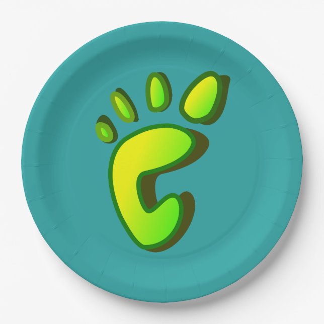 Big Lime Green Footprint Paper Plates (Front)