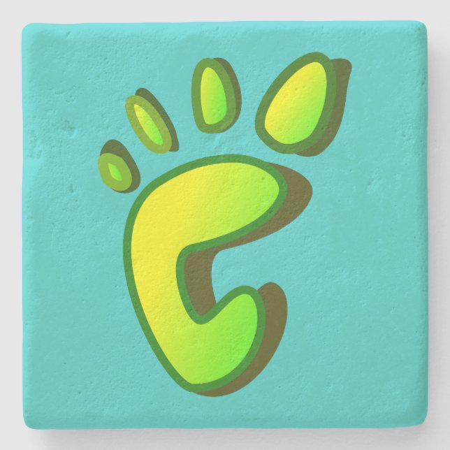 Big Lime Green Footprint Stone Coaster (Front)