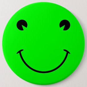 Big Lime Green Frog Smile Pinback Button