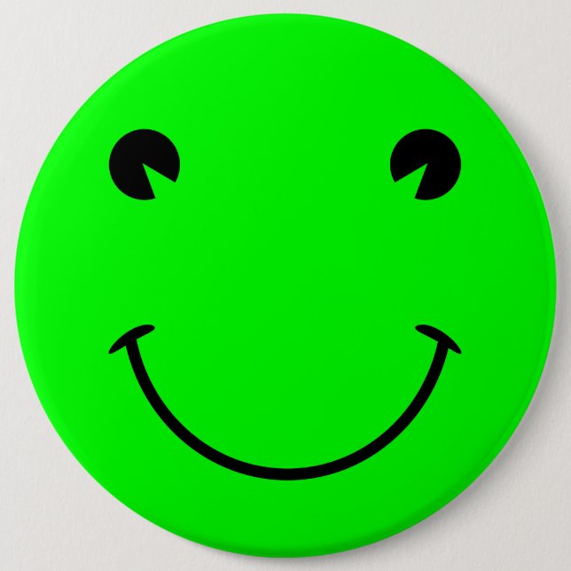 Big Lime Green Frog Smile Pinback Button (Front)