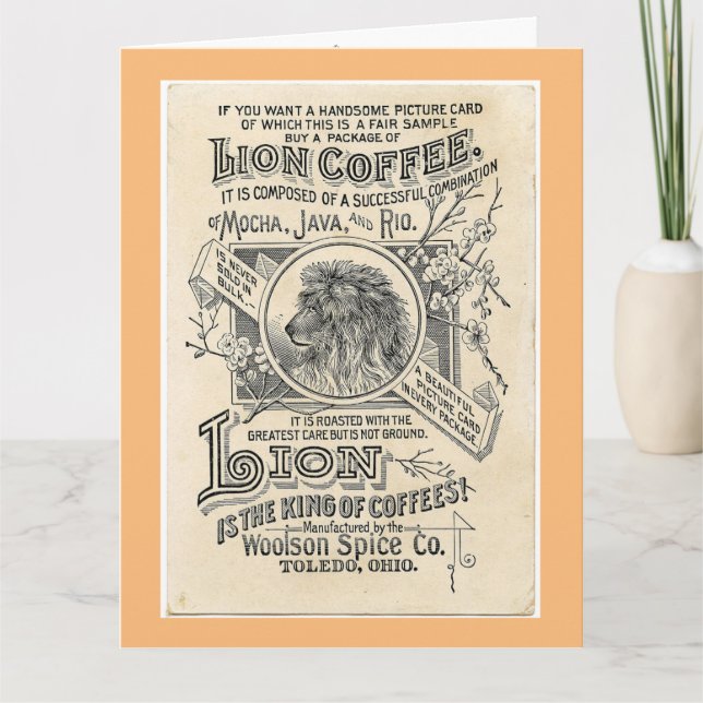 Big Lion Coffee Vintage Ad Greeting Card (Front)