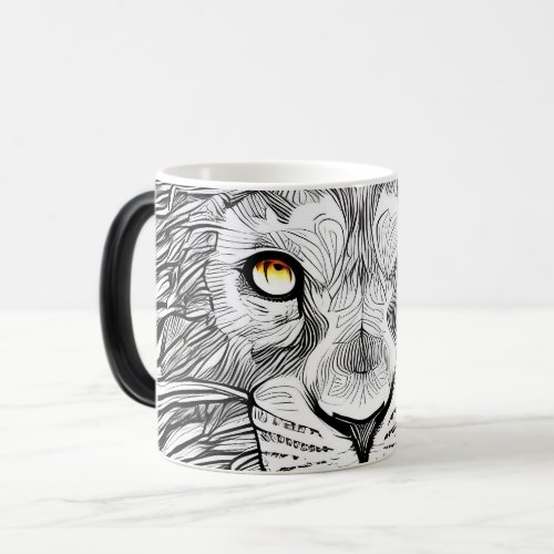 Big Lion Face  BlackWhite Magic Mug