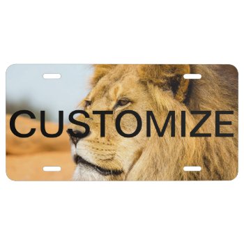Big Lion Looking Far Away License Plate by JukkaHeilimo at Zazzle