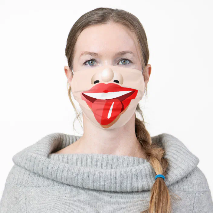 Big Lips And Tongue Sticking Out Adult Cloth Face Mask Zazzle Com