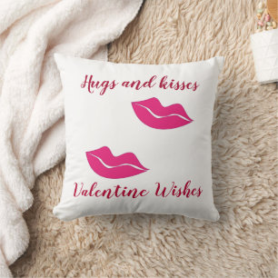 big lips hugs kisses Valentine wishes Throw Pillow