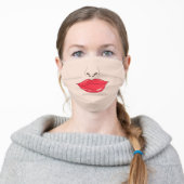 Big Lips Pierced Nose Adult Cloth Face Mask (Worn)