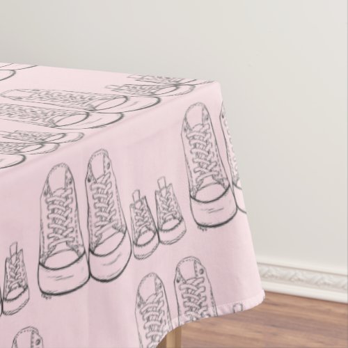 Big Little Shoes New Baby Shower Sneaker Pink Girl Tablecloth