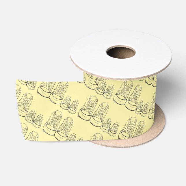Big Little Shoes New Baby Shower Sneaker Yellow Satin Ribbon (Spool)