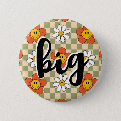 Big Little Sorority Vintage Checker board Button