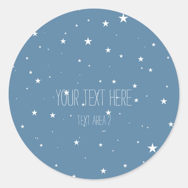 Big & Little Stars Blue Celestial Favor Stickers (Front)