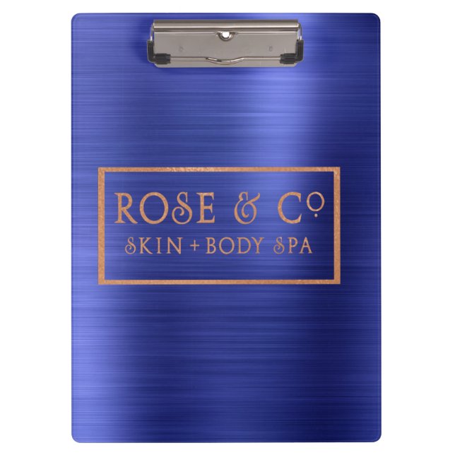 Big Logo Sapphire Cobalt Blue Metallic Clipboard (Front)