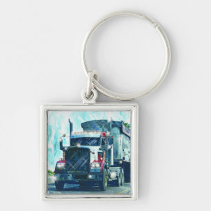 BIG LORRY RED GRAVEL TRUCK Art Keychain