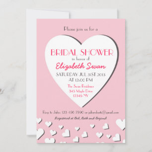 Big Love Heart Pink Bridal Shower Invitation