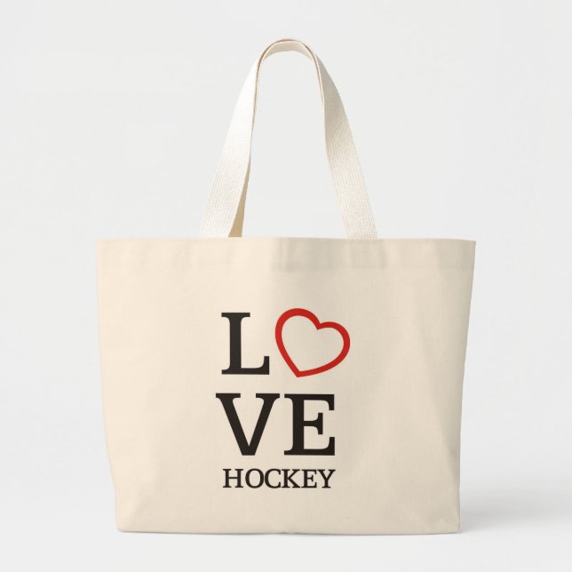 Big LOVE Hockey Large Tote Bag (Front)