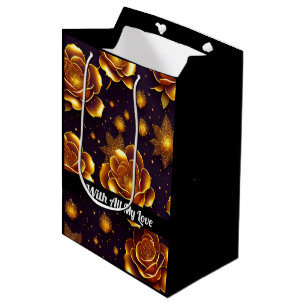 Big Luxury Gold Rose Modern Collection Medium Gift Bag