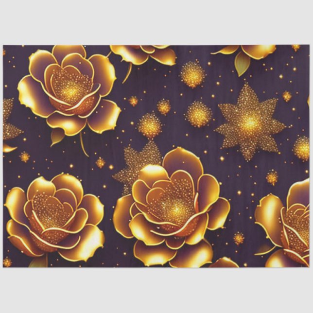Big Luxury Gold Rose Modern Collection Tissue Paper (Front)