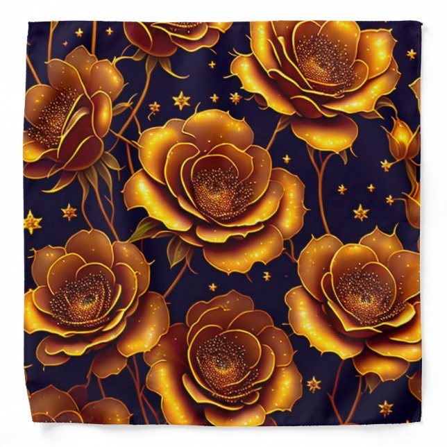 Big Luxury Gold Trendy Rose Collection Bandana (Front)