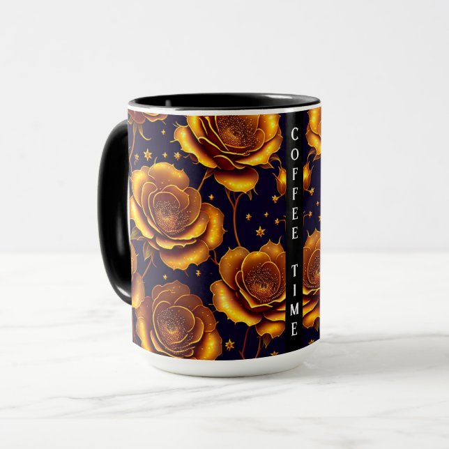 Big Luxury Gold Trendy Rose Collection Mug (Front Left)