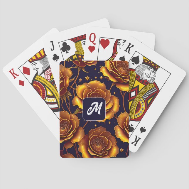 Big Luxury Gold Trendy Rose Collection Poker Cards (Back)