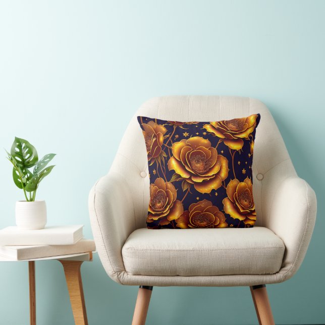 Big Luxury Gold Trendy Rose Collection Throw Pillow (Chair)