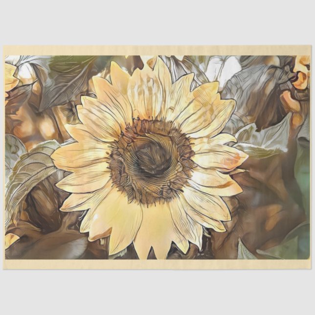 Big Luxury Watercolor Sunflower Collection Tissue Paper (Front)