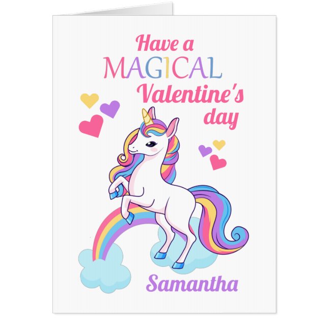 Big Magical Unicorn Valentine's Day Card (Front)