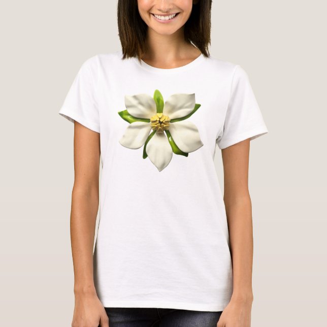 Big Magnolia Blossom Flower Trendy Fashion T-Shirt (Front)