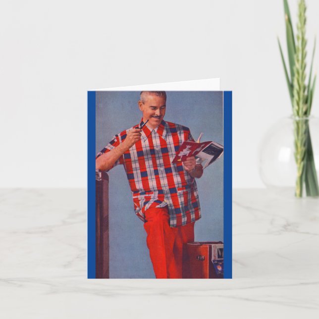 big man in red and plaid card (Front)